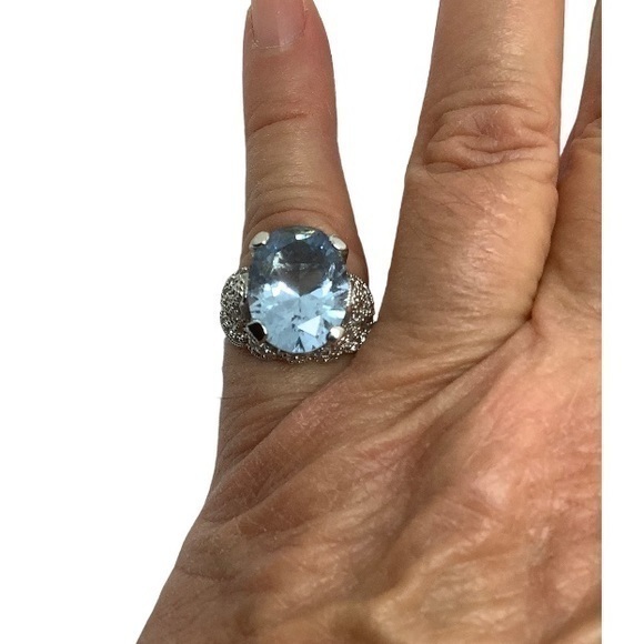 Joseph Esposito blue topaz CZ sterling silver ring - Picture 1 of 7